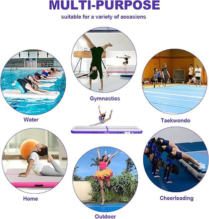 FBSPORT Inflatable Air Gymnastics Mat Training Mats 4/8 inches Thickness Gymnastics Tracks for Home Use/Training/Cheerleading/Yoga/Water with Pump