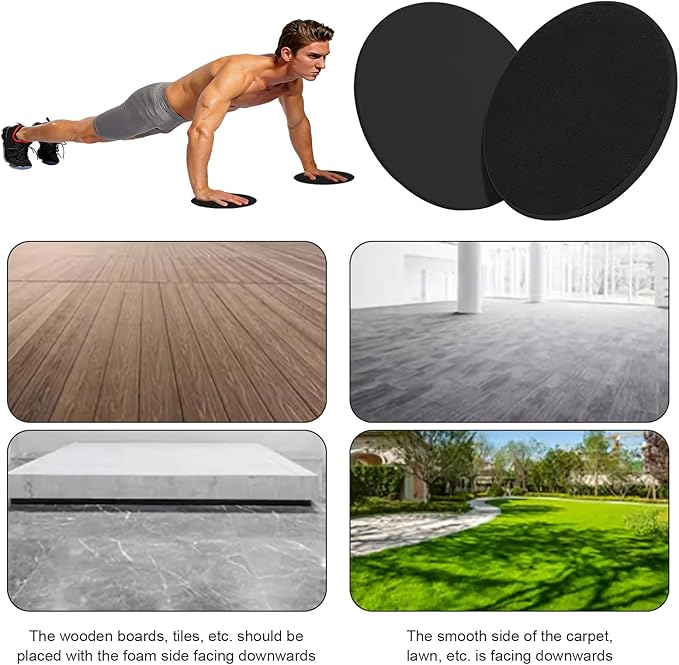 Upgrade Sport Core Sliders for Working Out - Dual Sided Glide Discs for Full Body Workout on Carpet or Hardwood Floor - Fitness & Home Exercise Equipment for Athletes