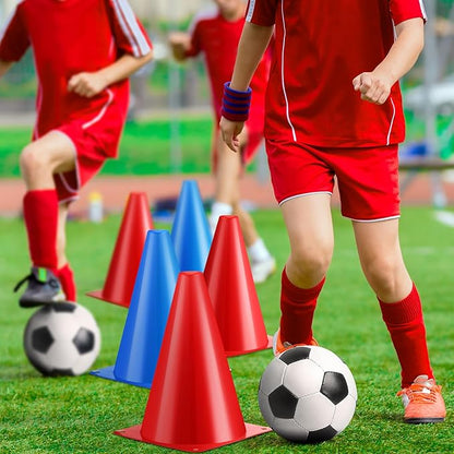 Vinsot 108 Pack Plastic Traffic Cones Set 48 Pack Agility Field Marker Soccer Cones 60 Pack Disc Training Cones with 3 Portable Bags for Skating Basketball Football Practice Drills(Red and Blue)