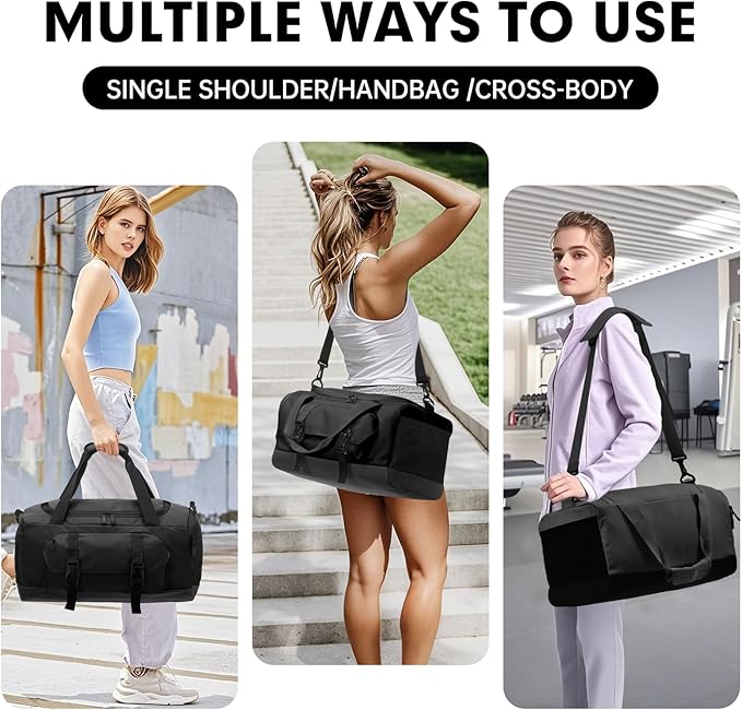 XEYOU Gym Bag for Women & Men, Sports Travel Duffel Bag with Shoe Compartment and Wet Pocket, Anti-Theft Carry On Weekender Bag for Airplane, Water Resistant Workout Overnight Bag for Travel Gym