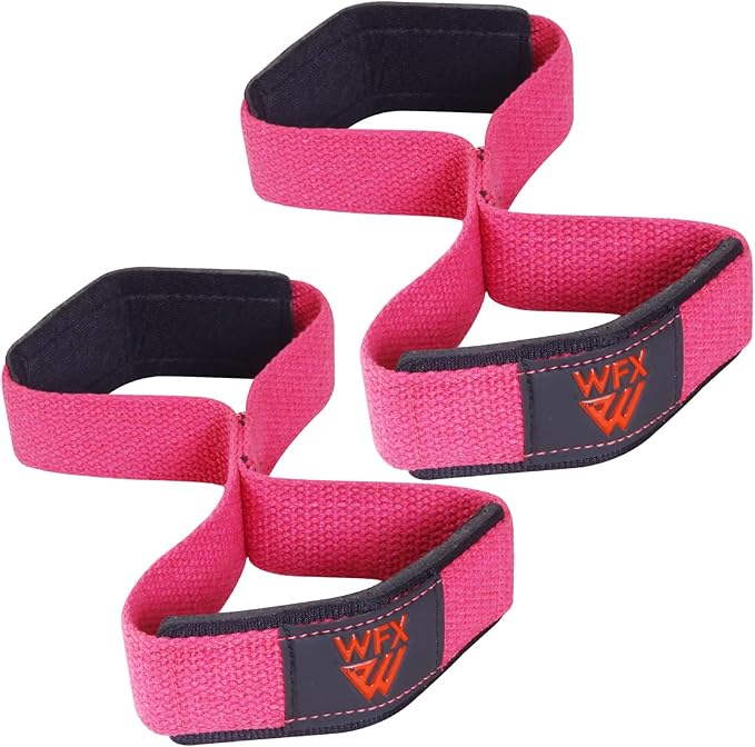 Weight Lifting Straps Padded Figure 8 Wrist Support Gym Wraps Men Women Fitness Bodybuilding Double Loop Workout Heavy Training Powerlifting Dumbbell Squats Pull Up Grip