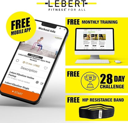 Lebert EQualizer Total Body Strengthener – Portable Dip Station for Full Bodyweight Training – Includes Hip Resistance Band & Online Coaching – Available in Standard & XL Sizes