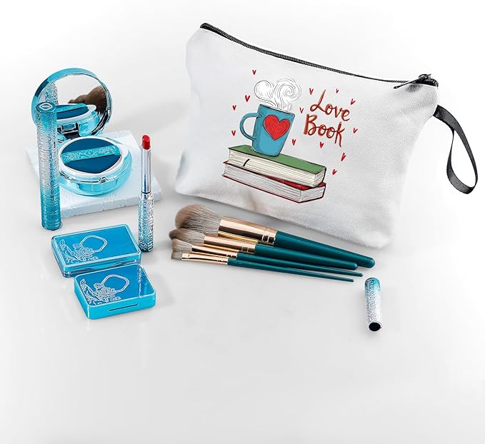 Reading Book Librarian Library Gifts for Women Reader Bookworm People Who Like to Read Nerd Club Literary Friend Sister Unique Makeup Cosmetic Bag