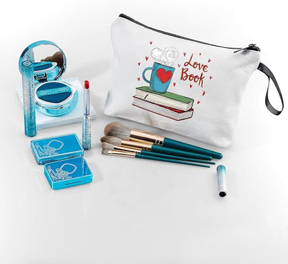 Reading Book Librarian Library Gifts for Women Reader Bookworm People Who Like to Read Nerd Club Literary Friend Sister Unique Makeup Cosmetic Bag