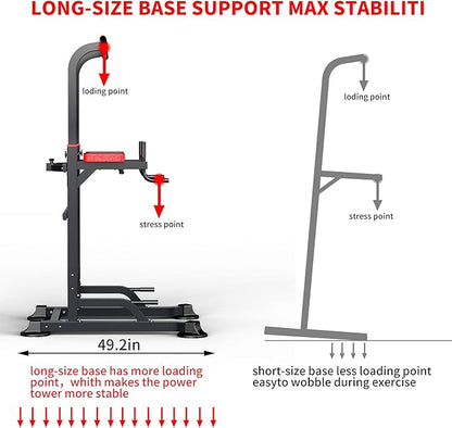 Power Tower Dip Station Workout equipment Pull up Bar for Home Gym Adjustable Height Strength Training Fitness Excercise Equipment,Load 450LBS