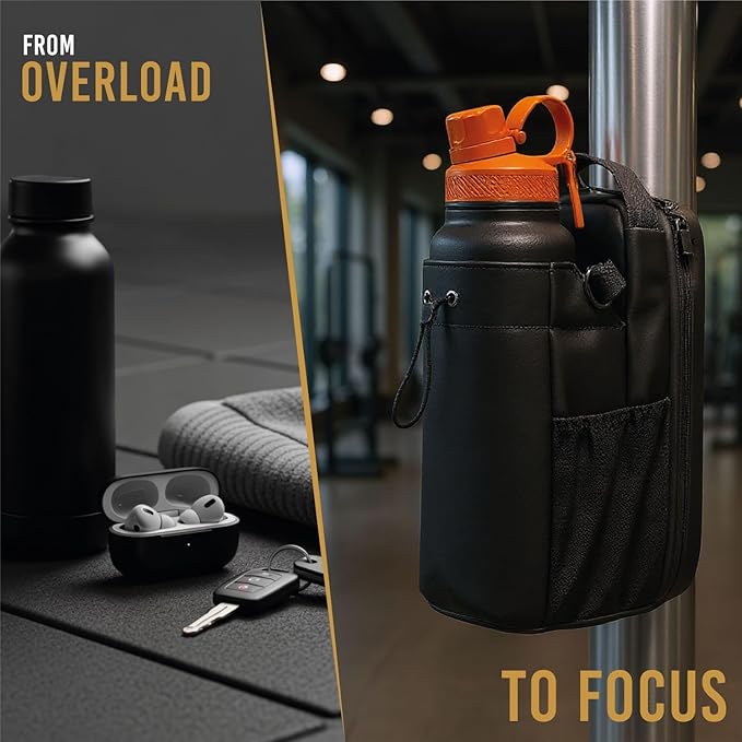 Magnetic Gym Bag – Compact Crossbody Fitness Pouch with Water Bottle Holder – Small Gym Bag for Men & Women – Secure Magnetic Storage & Travel-Friendly Design