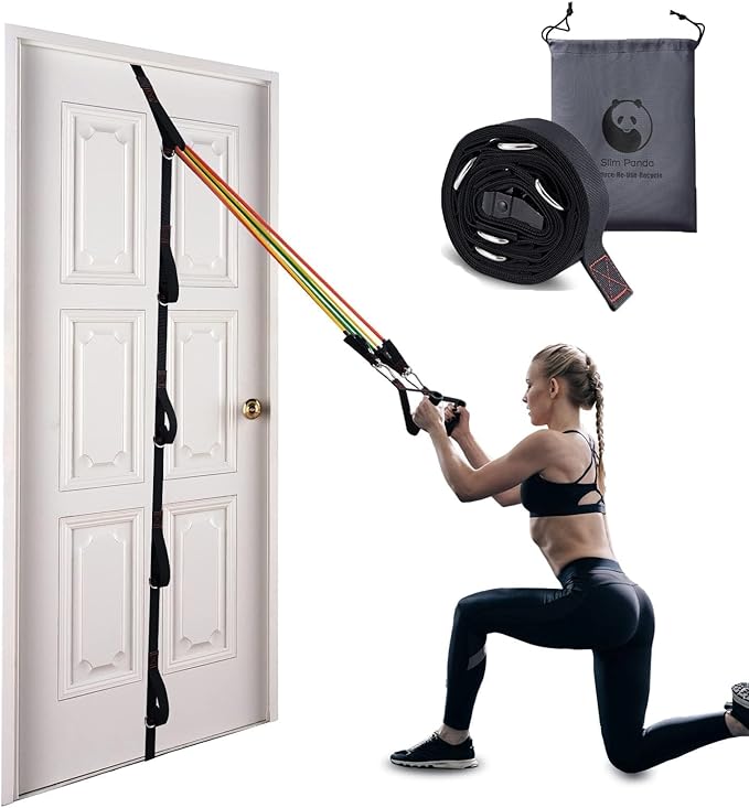 Slim Panda Door Anchor Strap for Resistance Bands, Door Resistance Bands for Workouts, Strength Training, Portable Door Gym Attachment for Home Fitness, Multi Point Anchor Workout Equipment