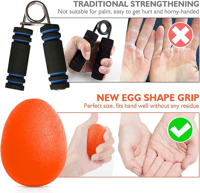 Peradix Hand Grip Strength Trainer, Stress Relief Ball, Wrist Rehab Therapy Hand Grip Equipment Ball Squishy Tools - Set of 3 Finger Resistance Exercise Squeezer