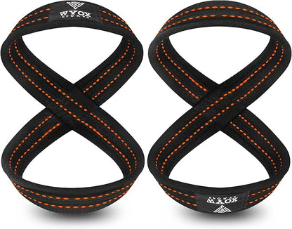 WYOX Figure 8 Weight Lifting Straps for Weightlifting Heavy Duty Deadlifting Workout Straps | Wrist Wraps Gym Equipment Gear Men Women PAIR