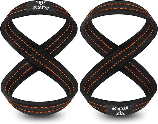 WYOX Figure 8 Weight Lifting Straps for Weightlifting Heavy Duty Deadlifting Workout Straps | Wrist Wraps Gym Equipment Gear Men Women PAIR