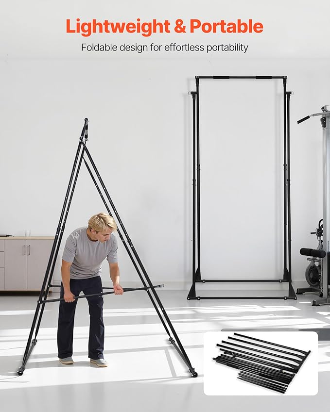 VEVOR Yoga Stand Frame, Max 441-551 lbs Load Swing Stand, Triangular Structure Aerial Rig, Aerial Silk Stands with Yoga Hammock, Standard & Height-Adjustable Version