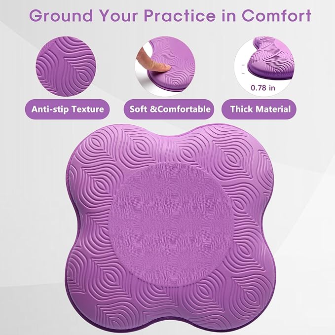 2 Pack Yoga Knee Pads Mat Set - Extra Thick Foam Kneeling Pad Cushion for Knees, Elbows, Wrists, Head - Yoga Essentials for Women Men, Non-Slip Pilates, Meditation, Floor Workouts