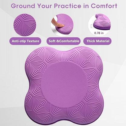 2 Pack Yoga Knee Pads Mat Set - Extra Thick Foam Kneeling Pad Cushion for Knees, Elbows, Wrists, Head - Yoga Essentials for Women Men, Non-Slip Pilates, Meditation, Floor Workouts