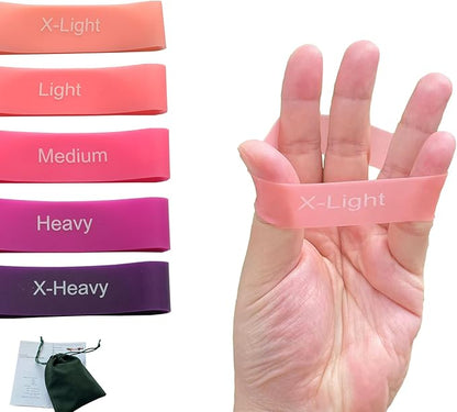 Hand Resistance Bands - 5 Level Finger Grip Strengthener for Forearm, Hand, and Finger Exercises | Finger Extension Exerciser and Stretcher Kit | Hand Gripper Strengthener | Finger Resistance Bands