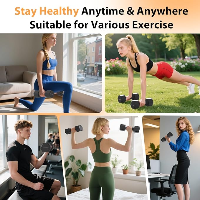 Adjustable Dumbbell Set of 2, 4 in 1 Free Weights Dumbbells Set, Hand Weights for Women at Home, 5 lb Dumbbells Set with Non-slip Comfort Handle for Home Gym Exercise Workout Training