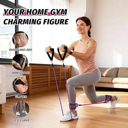 WHATAFIT Resistance Bands, Exercise Bands，Resistance Bands for Working Out, Work Out Bands with Handles for Men and Women Fitness, Strength Training Home Gym Equipment