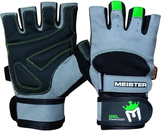 Meister Wrist Wrap Weight Lifting Gloves w/Gel Padding
