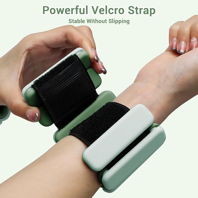 Sportneer Wrist & Ankle Weights for Women Men - 1 Pair (1 lb/2 lb Each) | Adjustable Weighted Bracelet Silicone Bangles for Yoga, Dance, Pilates, Cardio, Aerobics, Gym, Pool Exercises and Jogging