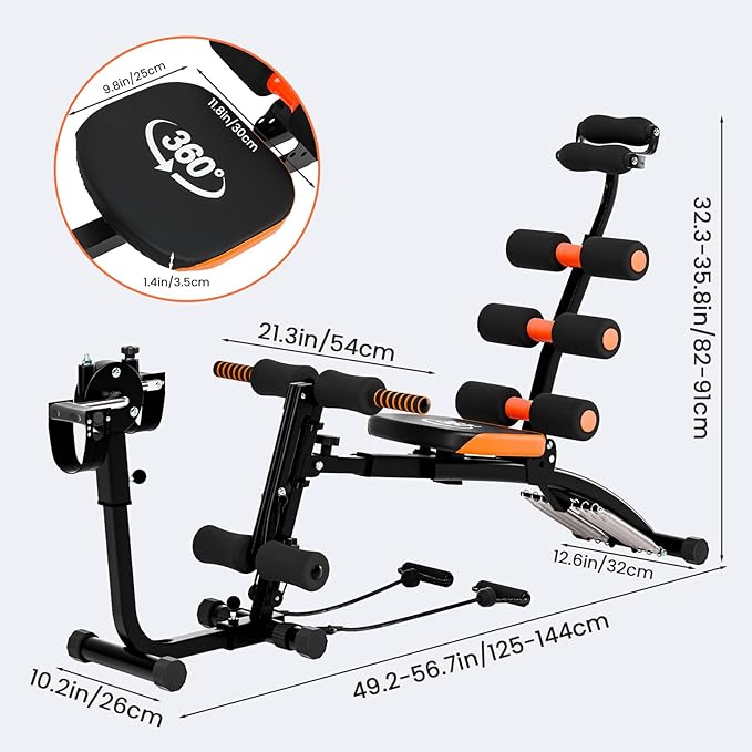 All-in-One Ab Workout Bench, Abdominal Machine, Ab Workout Bench for Home Gym, Multi-Functional Adjustable Abdominal Crunch Machine, Exercise Equipment for Total Body Workout
