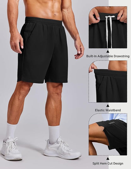 COOFANDY Mens Gym Athletic Shorts with Zipper Pockets Quick Dry 7" Workout Running Training Shorts