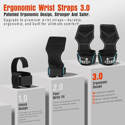 Weight Lifting Wrist Straps, Gym Straps Weight Lifting for Deadlift and Powerlifting, Double Layer Leather Wrist Wraps with Padded Cushion Wrist Loop, Weightlifting Grips for Men and Women