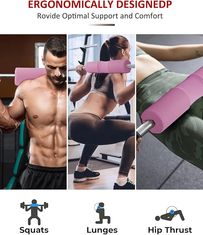 Barbell Squat Pad Nylon Padding AntiSlip- Thick Foam Barbell Pad for Squats Cushion, Lunges&Bar Padding for Hip Thrusts - Standard Weight Bar Pad - Provides Cushion to Neck Shoulders Training