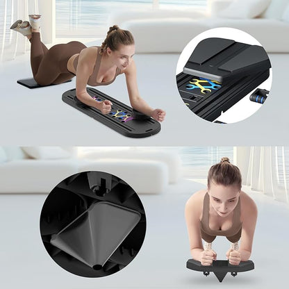 Pilates Board Pilates Reformer Set, Multifunctional Pilates Board for Home Workout, Foldable Abs Core Trainer Board,Pilates Board for Women, Men & Beginners for Full-Body Workouts