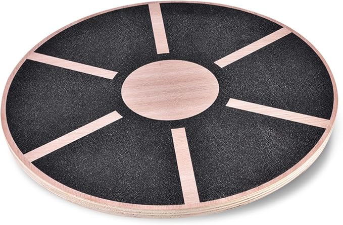 Anti Slip Wooden Wobble Balance Board Fitness Training Rehabilitation Exercise Equipment for Home Gym Office Use Sturdy Wood Plastic Base 39.5cm Diameter 150kg Max Load