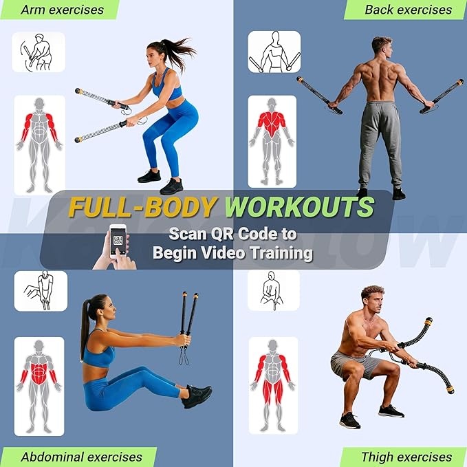 Adjustable Weighted Ropeless Battle Ropes, Portable Arm Exerciser Rope for Home Gym - HIIT, Power sports & High-Intensity Interval Training, Portable Workout Equipment for Men & Women