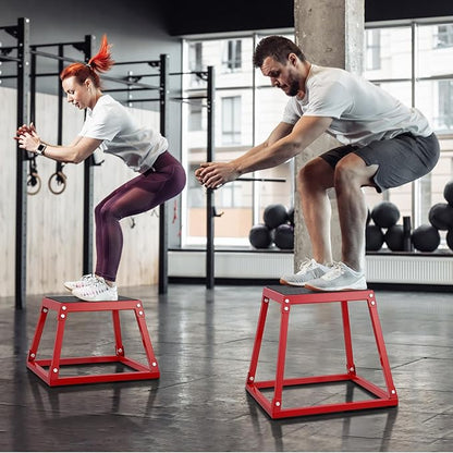 VEVOR Plyometric Jump Box, 18 Inch Plyo Box, Steel Plyometric Platform and Jumping Agility Box, Anti-Slip Fitness Exercise Step Up Box for Home Gym Training, Conditioning Strength Training