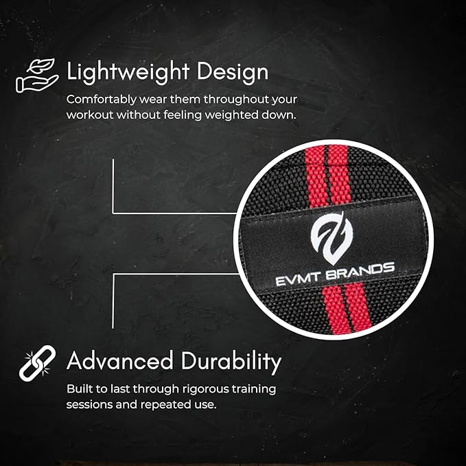 EVMT Premium Wrist Wraps for Weightlifting | Durable Lifting Straps for Enhanced Wrist Support | Perfect for Strength Training, Gym Workouts & General Athletics
