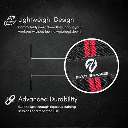 EVMT Premium Wrist Wraps for Weightlifting | Durable Lifting Straps for Enhanced Wrist Support | Perfect for Strength Training, Gym Workouts & General Athletics