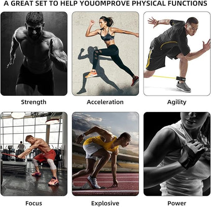 Resistance Speed Training Set, 8pcs Exercise Explosive Force Bounce Physical Equipment Double Rope Improve Agility Power Strength for Jumping Basketball Tennis Football Volleyball