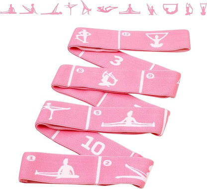 12 Loops Extra Long Yoga Stretching Band for Adults and Tall People, Adjustable Elastic Strap for Full Body Deep Stretch, Home Pilates, Ballet, Dance, Physical Therapy, Flexibility Training
