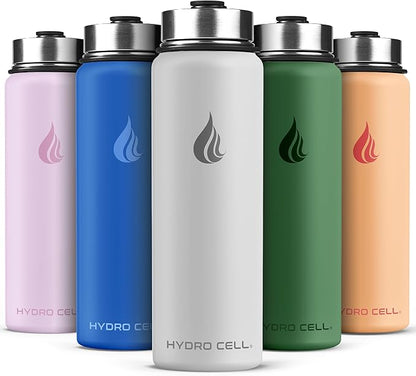 HYDRO CELL Stainless Steel Insulated Water Bottle with Straw - For Cold & Hot Drinks - Metal Vacuum Flask with Screw Cap and Modern Leakproof Sport Thermos for Adults (Frost 24oz)