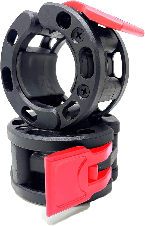 Clout Fitness Olympic Barbell Clamps Collars Quick Release Pair of Locking Weight Clips Fit 2 Inch Barbell for Weightlifting