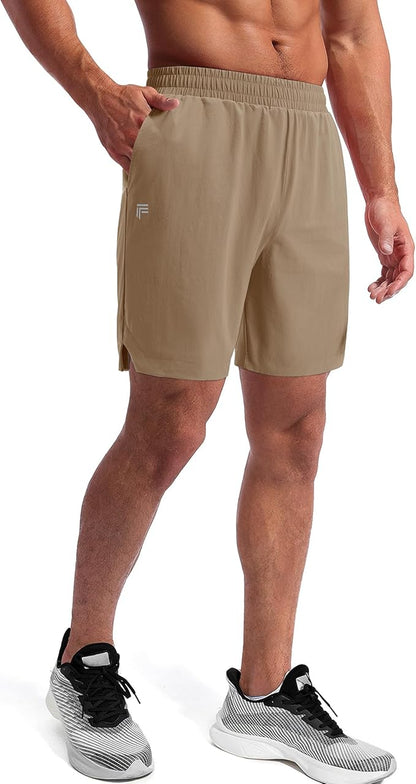 Running Shorts for Men 7 inch Inseam 2 in 1 Quick Dry Athletic Gym Workout Tennis Shorts with Phone Pockets