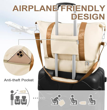 WOOMADA Weekender Bag for Women, Travel Duffel Bags with Shoe Compartment & Wet Pocket, Personal Item Bag for Airlines