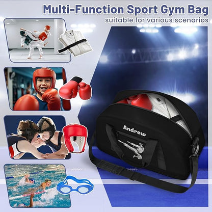 Custom Name Taekwondo Karate Duffle Bag for kids Boy Girls - Personalized Martial Arts Gear Bag, Water-Resistant Sparring Equipment Bag, Black Taekwondo