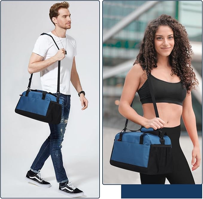 Small Gym Bag with Wet Pocket - 14 inch Mini Duffle Bag for Men & Women Lightweight Carry On Bag for Travel Sport - Blue