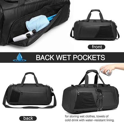 Gym Bag for Men with Shoes Compartment - 40L Duffle Bag for Travel with Wet Pocket & Laptop Compartment,Waterproof Carry On Sports Bags Gym Backpack with Water Bottle Holder