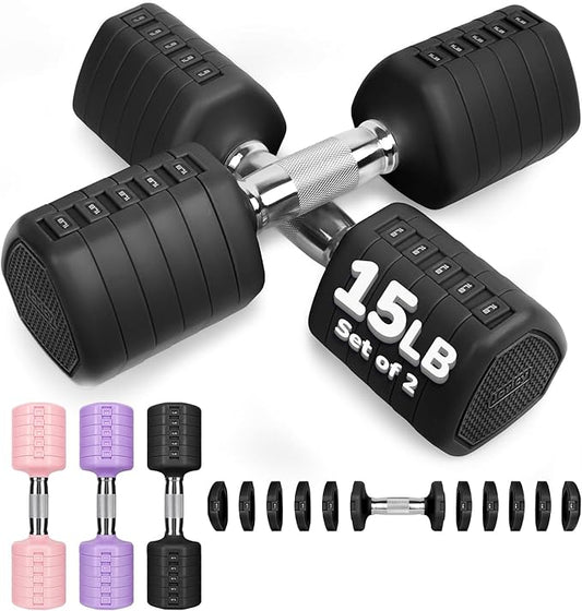 10LBS 20LBS 30LBS Dumbbells Adjustable Dumbbell Set of 2, Hand Weights for Women Men Free Weight Dumbbells Sets for Home Gym & Outdoor Exercise Workout Strength Training Equipments