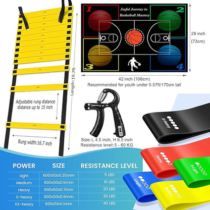 Basketball Training Equipment, Agility Footwork Training Mat, Dribble Trainer, Basketball Practice Aids to Improve Speed, Strength and Coordination