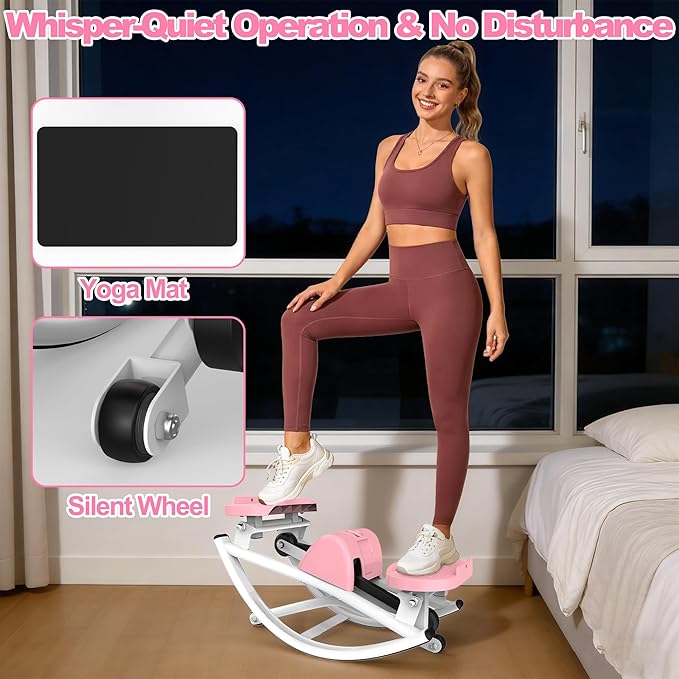 Rocking Stepper for Exercise at Home, 2026[New Vision] Motion Stair Stepper with Resistance Bands & Balance Board, Low-Impact Full Body Workout Equipment, Stable Structure Exercise Equipment