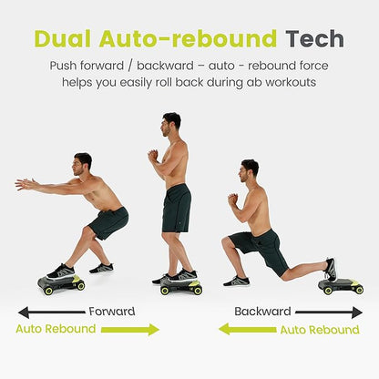 WONDER CORE Slide Fit, Ab Roller Board with 4 Wheels, Automatic Rebound Abdominal Wheel for Core Workout, Ab Exercise Equipment, Abdominal Exerciser, Heroboard Fitness Rolling Board with Knee Pad