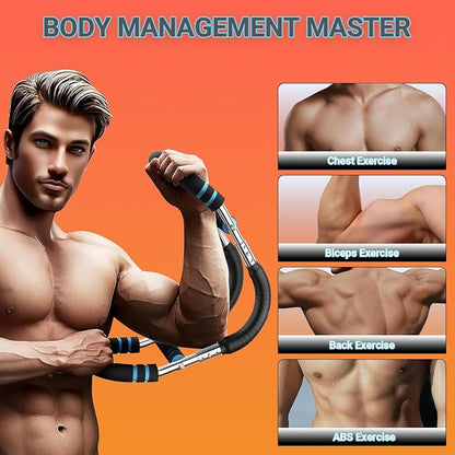 Twister Arm Trainer, Upgraded Adjustable Chest Workout Equipment, Forearm Triceps Chest Enhanced Exercise Strengthener, Chest Clip Muscle, Portable Home Fitness Equipment for Men & Women (Black-Blue)