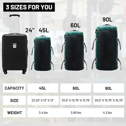 MIER Large Duffel Backpack Sports Gym Bag with Shoe Compartment, Heavy Duty and Water Resistant, Green, 90L