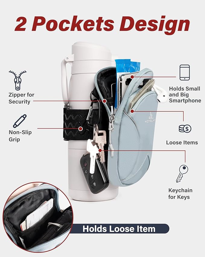 Gym Water with Phone Holder & Wallet, Water Bottle Caddy Versatile Sleeve Bag for Running Sports & Daily Use