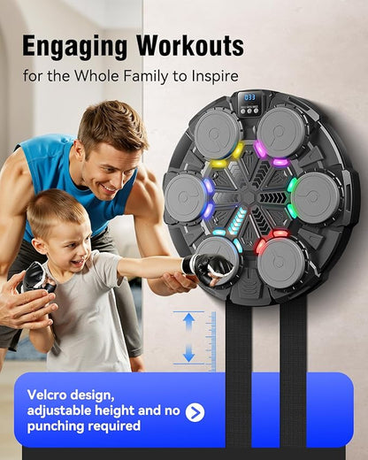 Upgraded Music Punching Machine for Kids and Adults, Wall Boxing Punching Pad with Bluetooth & Rhythm Lights, 3 Speed Modes, Home Fitness Boxing Equipment with Gloves for Boys Girls Teenagers