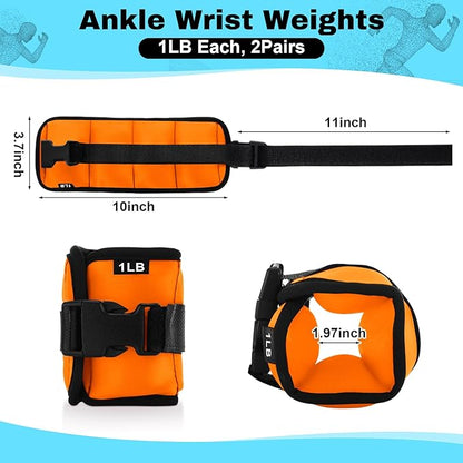 2 Pairs Ankle Wrist Weights for Land or Aquatic Exercise Aqua Cuffs Aqua Aerobics Fitness Bands for Ankle and Wrist Adjustable Weights for Swimming Pool Workout Equipment